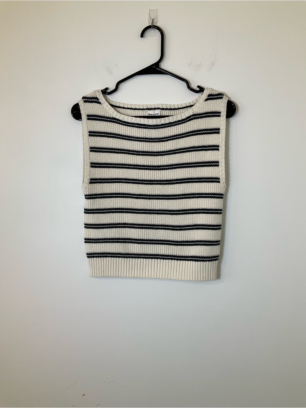 Song of Style Striped Knit Tank Navy Cream Sleeveless Size L
